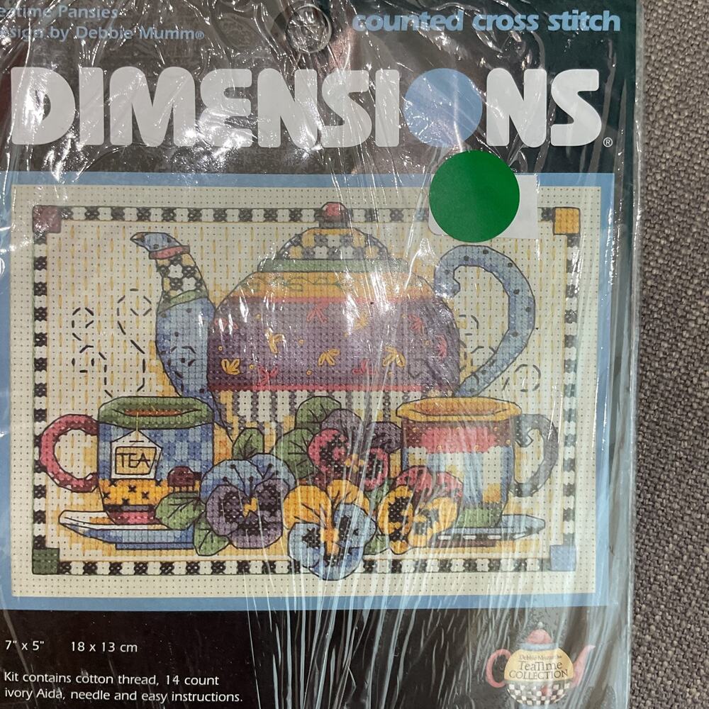 Dimensions Counted Cross Stitch 6877 Teatime Pansies 7 X 5 New - Picture 3 of 7